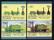 Bernera 1983 Locomotives #2 (Dublin & Kingstown Railway) 30p se-tenant pair with red omitted plus imperf pair as normal unmounted mint