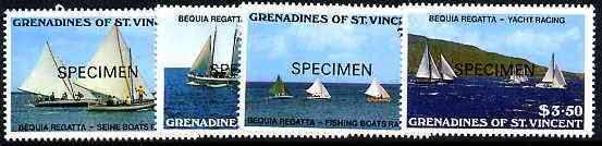 St Vincent - Grenadines 1988 Bequia Regatta set of 4 opt'd SPECIMEN unmounted mint, as SG 554-57