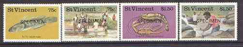 St Vincent 1986 Freshwater Fishing set of 4 opt'd SPECIMEN unmounted mint, as SG 1045-48