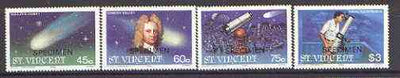 St Vincent 1986 Halley's Comet set of 4 opt'd SPECIMEN unmounted mint, as SG 973-6