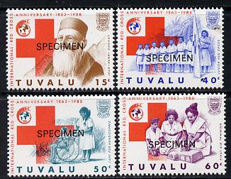 Tuvalu 1988 Red Cross set of 4 overprinted SPECIMEN (as SG 518-21) unmounted mint*