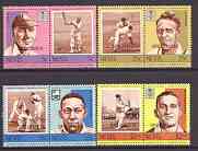 Nevis 1984 Cricketers #1 (Leaders of the World) set of 8 opt'd SPECIMEN, asSG 211-18 unmounted mint