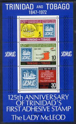 Trinidad & Tobago 1972 Stamp Centenary m/sheet with sideways wmk unmounted mint, SG MS 416a