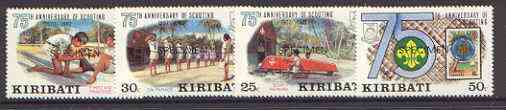 Kiribati 1982 75th Anniversary of Scouting set of 4 vals, opt'd SPECIMEN, as SG 189-92 unmounted mint*