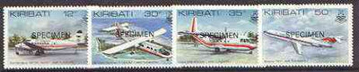 Kiribati 1982 Air Tungaru Airline set of 4 opt'd SPECIMEN, as SG 179-82 unmounted mint*