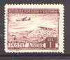 Albania 1950 1L Air featuring DC-3 aircraft flying over Rozafat Shkodor unmounted mint, SG 540