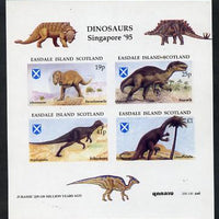 Easdale 1995 'Singapore 95' Stamp Exhibition (Dinosaurs #1 - Jurassic Period) imperf sheetlet containing set of 4 unmounted mint