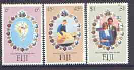 Fiji 1981 Royal Wedding set of 3 fine unmounted mint, SG 612-4