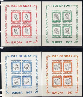 Isle of Soay 1967 Europa (Shells) set of 4 each in rouletted sheetlet of 4 unmounted mint