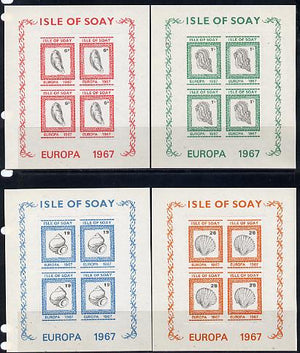 Isle of Soay 1967 Europa (Shells) set of 4 each in rouletted sheetlet of 4 unmounted mint