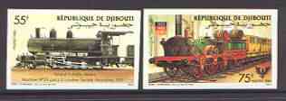 Djibouti 1985 locomotives set of two imperf from limited printing, unmounted mint as SG 951-952