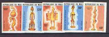 Mali 1981 statuettes set of 5 including fertility symbols and snuff boxes etc, fine imperf from limited printing unmounted mint as SG 821-25