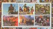 Tadjikistan 2000 The Cinema (Adventure Films) perf sheetlet containing set of 6 values unmounted mint