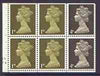 Great Britain 1967-70 Machin 1d/4d sepia se-tenant booklet pane of 6 with cyl nos F4 N5, perfs trimmed