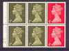 Great Britain 1967-70 Machin 1d/4d vermilion se-tenant booklet pane of 6 with cyl nos F4 N5, perfs trimmed