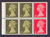 Great Britain 1967-70 Machin 1d/4d vermilion se-tenant booklet pane of 6 with good perfs