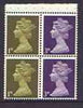 Great Britain 1967-70 Machin 1d/3d se-tenant booklet pane of 4 with 1d at left, average perfs