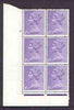 Great Britain 1967-70 Machin 1s cylinder block of 6 (Cyl 11 no dot) unmounted mint