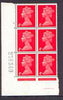 Great Britain 1967-70 Machin 4d vermilion cylinder block of 6 (Cyl 4 no dot) unmounted mint