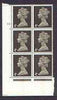 Great Britain 1967-70 Machin 4d sepia (centre bands) cylinder block of 6 (Cyl 12 dot) unmounted mint