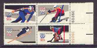 United States 1980 Lake Placid Winter Olympic Games se-tenant block of 4 unmounted mint (Perf 11x10.5) SG 1781a
