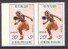 Central African Republic 1971 Lengue Dancer 5c horiz marginal pair, left hand stamp imperf unmounted mint, SG 234var