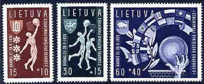 Lithuania 1939 Basketball Championship set of 3 unmounted mint, SG 432-34