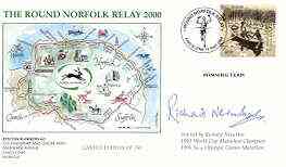 Great Britain 2000 Round Norfolk Relay Race illustrated cover with special 'Running' cancel, signed by Richard Nerurkar (Nerurkar came 5th in the 1996 Olympic Marathon and started the race)