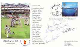 Great Britain 2000 Old England XI (v Bishops Cannings CC) illustrated cover with special 'Cricket' cancel, signed by Tom Cartwright, Jim Parks, David Allen (capt) and Robin Hobbs