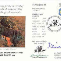 Great Britain 1998 Year of the Tiger illustrated cover (by David Shepherd) with special 'Elephant' cancel, signed by David Gower (Trustee)