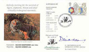 Great Britain 1998 Year of the Tiger illustrated cover (by David Shepherd) with special 'Elephant' cancel, signed by David Gower (Trustee)