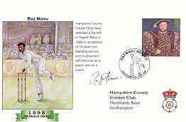 Great Britain 1998 Raj Maru Benefit illustrated cover with special 'Cricket' cancel, signed by Raj Maru