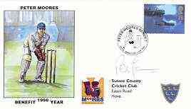 Great Britain 1998 Peter Moores Benefit illustrated cover with special 'Cricket' cancel, signed by Peter Moores