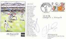 Great Britain 1998 Old England XI (v Cowbridge CC) illustrated cover with special 'Cricket' cancel, signed by Jeff Jones and Greg Thomas