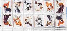 Somaliland 1999 Dogs #2 perf sheetlet of 12 values containing 2 sets of 6 arranged tete-beche unmounted mint