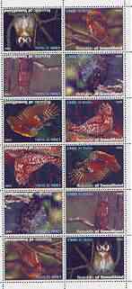 Somaliland 1999 Owls perf sheetlet of 12 values containing 2 sets of 6 arranged tete-beche unmounted mint