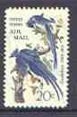 United States 1967 John Audubon Air Mail 20c unmounted mint with blue printing doubled, second 'ghost' impression 7.5mm away, SG A1304var