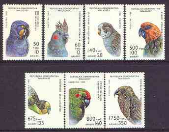 Madagascar 1993 Parrot Family perf set of 7 unmounted mint SG 955-61*