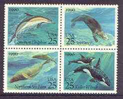 United States 1990 Marine Mammals se-tenant block of 4 unmounted mint, SG 2545a