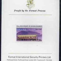 Ghana 1978 Mail Van 11p (from Railways set) imperf proof mounted on Format International proof card, as SG 868