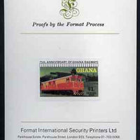 Ghana 1978 Diesel-Electric Loco 1c (from Railways set) imperf proof mounted on Format International proof card, as SG 871