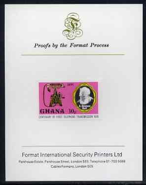 Ghana 1976 Telephone of 1895 & Graham Bell 30p (from Telephone Centenary set) imperf proof mounted on Format International proof card, as SG 792