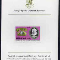Ghana 1976 Telephone of 1929 & Graham Bell 60p (from Telephone Centenary set) imperf proof mounted on Format International proof card, as SG 793
