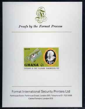 Ghana 1976 Telephone of 1976 & Graham Bell C1 (from Telephone Centenary set) imperf proof mounted on Format International proof card, as SG 794