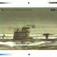 Bhutan 1989 International Maritime Organisation - Intermediate stage computer-generated essay #3 (as submitted for approval) for 25nu m/sheet (U boat submarine) 185 x 130 mm very similar to issued design plus marginal markings, ex……Details Below