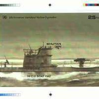 Bhutan 1989 International Maritime Organisation - Intermediate stage computer-generated essay #3 (as submitted for approval) for 25nu m/sheet (U boat submarine) 185 x 130 mm very similar to issued design plus marginal markings, ex……Details Below