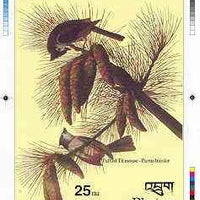Bhutan 1985 John Audubon Bicentenary - Intermediate stage computer-generated essay #1 (as submitted for approval) for 25nu m/sheet (Tufted Titmouse) 140 x 200 mm very similar to issued design plus marginal markings, ex Government ……Details Below