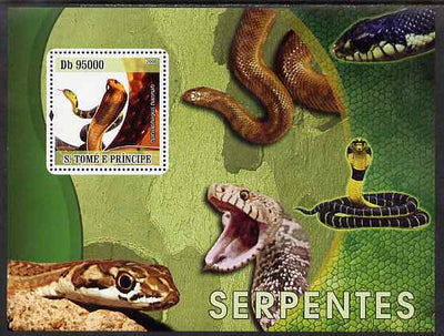 St Thomas & Prince Islands 2009 Snakes perf s/sheet unmounted mint