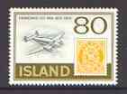 Iceland 1973 Beech Mail Plane 80k from Stamp Centenary set, unmounted mint SG 508