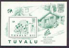 Tuvalu 1988 Red Cross perf m/sheet with red omitted, SG MS 522